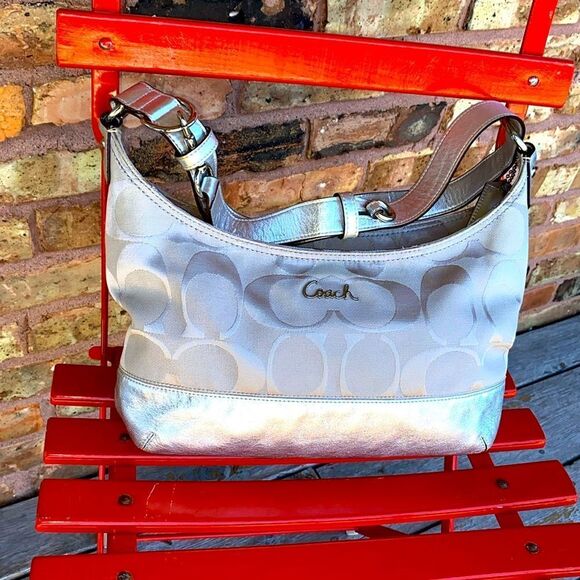 Coach Leather Monograms Canvas Convertible Bag